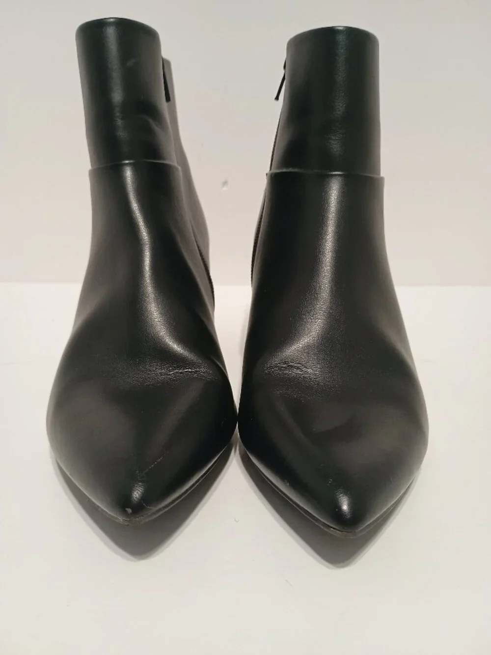 Ann Taylor Black Pointed Toe Wedge Ankle Boots Size 9M Side Zip Sleek Booties - Picture 3 of 9
